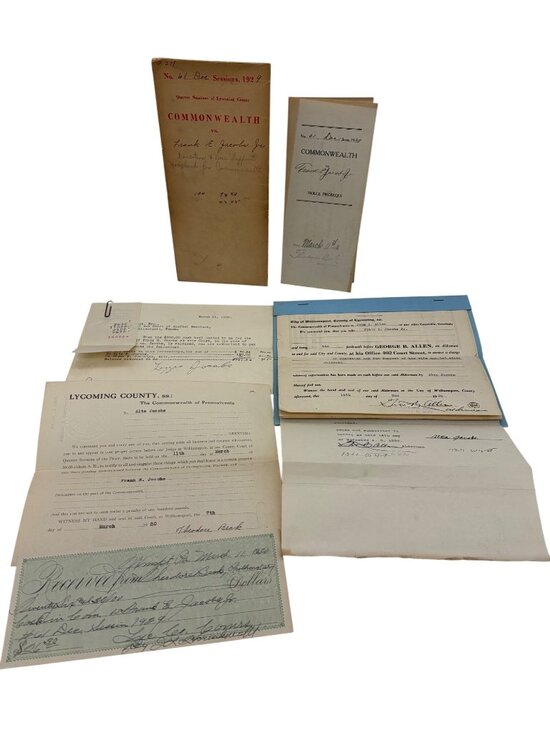 Quarter Sessions of Lycoming County Other - 1929 PA Court Case File Desertion Non Support Nolle Prosequi Jacobs Lycoming